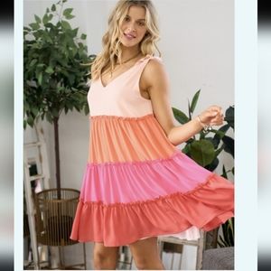 Hailey & Co. Color Block Tiered Dress Dize Medium